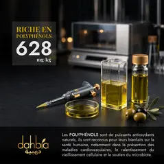 l'huile d'olive Dahbia riche en polyphénols 628 mg/kg